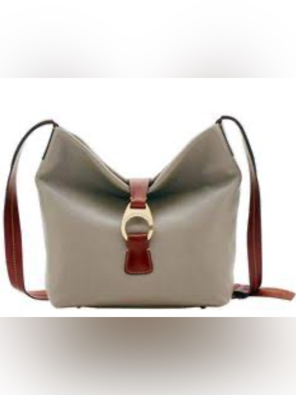 Dooney Bourke Derby Slouch bag in Taupe and Brown Pebble Leather